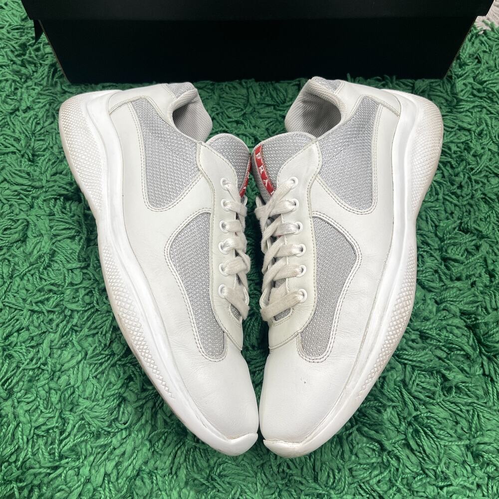 Prada America's Cup White Leather Sneakers Shoes Size 9 Fits US 10/10.5